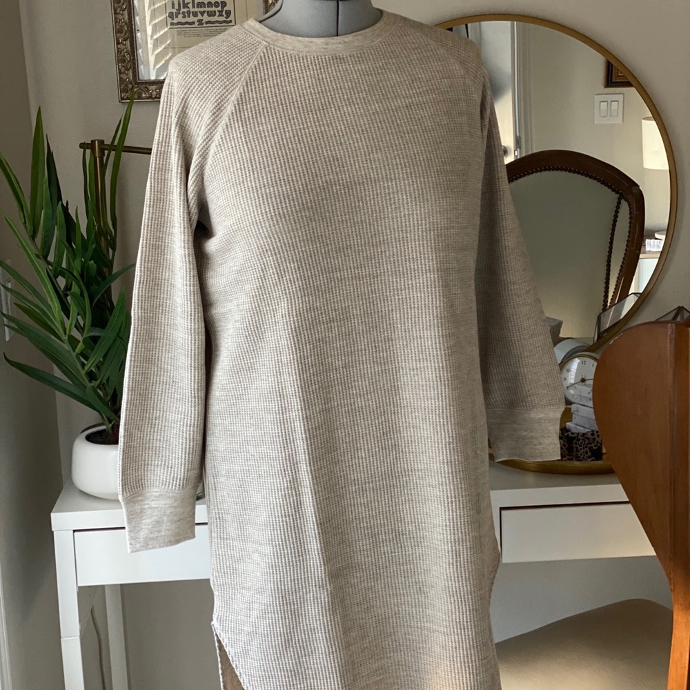 Waffle knit sweater dress